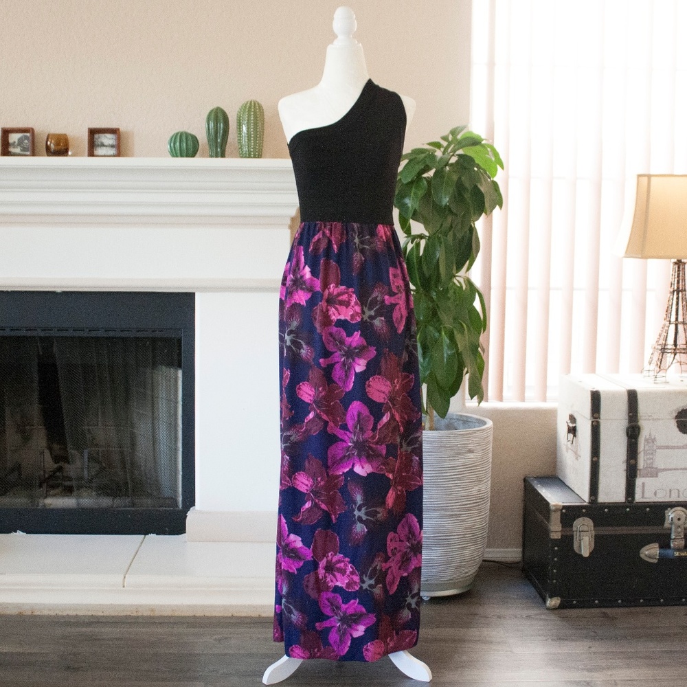 Rachel Roy One- Shoulder Floral Maxi
